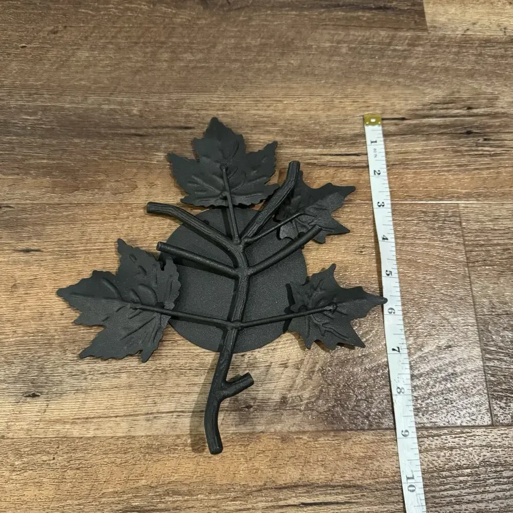 Longaberger Wrought Iron Maple Leaf Candle Stand Black Display Centerpiece READ